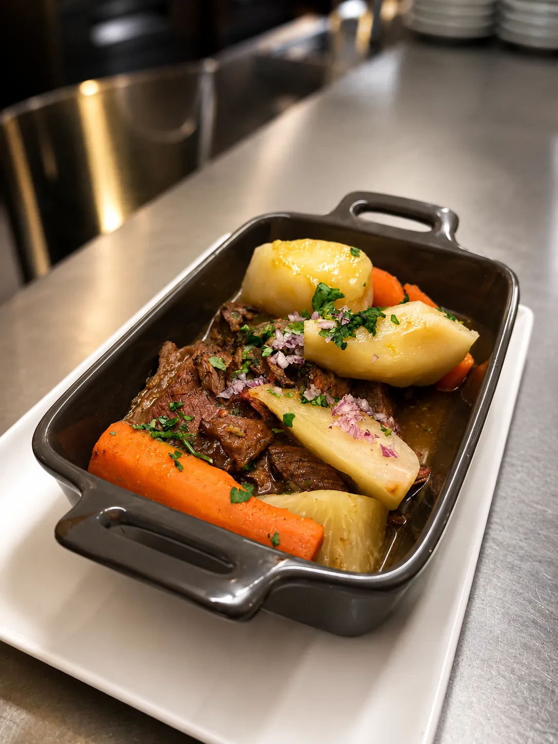 Fondant de bœuf et ses légumes du marché